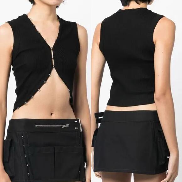 Dion Lee Ribbed Vest Crop Top in Black Size US 4 or SMALL - Picture 1 of 8
